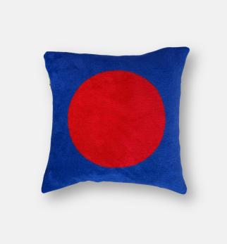 Kobaltowa poduszka dekoracyjna Point Hogai – minimalistyczna poduszka żakardowa z czerwoną kropką.