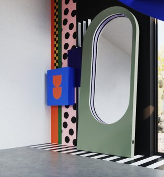 Lustro Artist Dusty Sage Hogai – duże niesymetryczne lustro do salonu