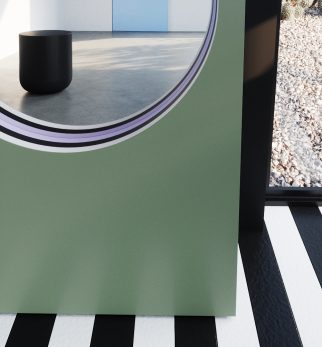 Lustro Artist Dusty Sage Hogai – duże niesymetryczne lustro do salonu