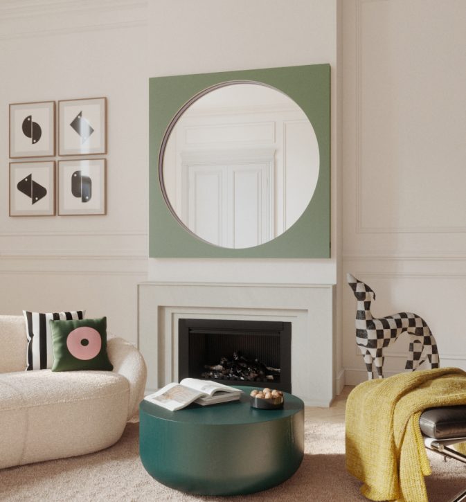 Lustro Drummer Dusty Sage Hogai – spektakularne wiszące lustro do pokoju