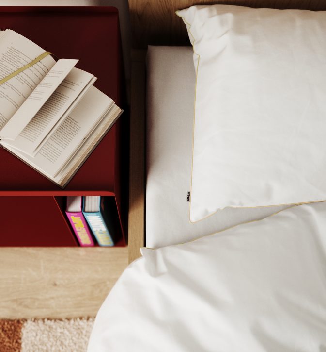 Biała pościel bawełniana Drifter z żółtą lamówką – komplet pościeli 100% bawełna satynowana od Hogai.