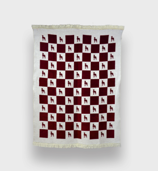 Bawełniany koc Burgundy Lola z kolekcji Iggy – designerski pled HOGAI z motywem psa