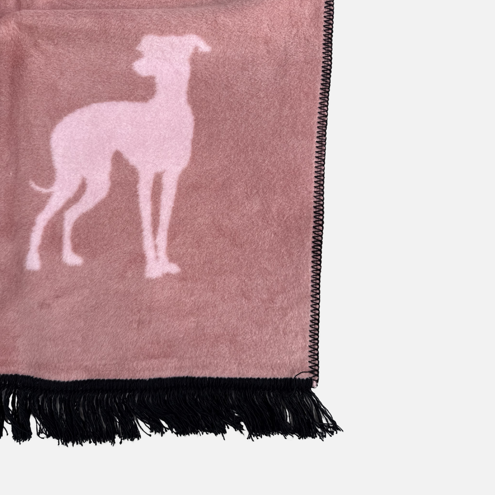 Bawełniany koc Pink Lukier z kolekcji Iggy – designerski pled HOGAI z motywem psa - detal