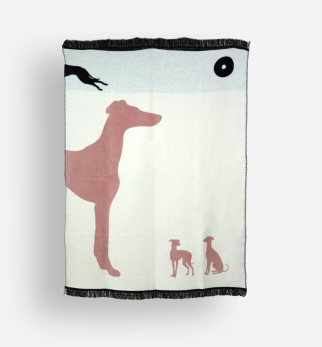 Bawełniany koc Cream Cukier z kolekcji Iggy – designerski pled HOGAI z motywem psa.