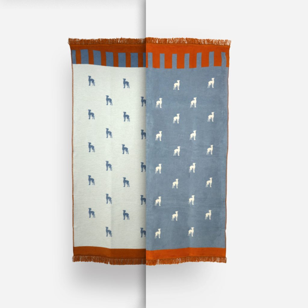 Dwustronny koc żakardowy Hogai BLUE LOLA